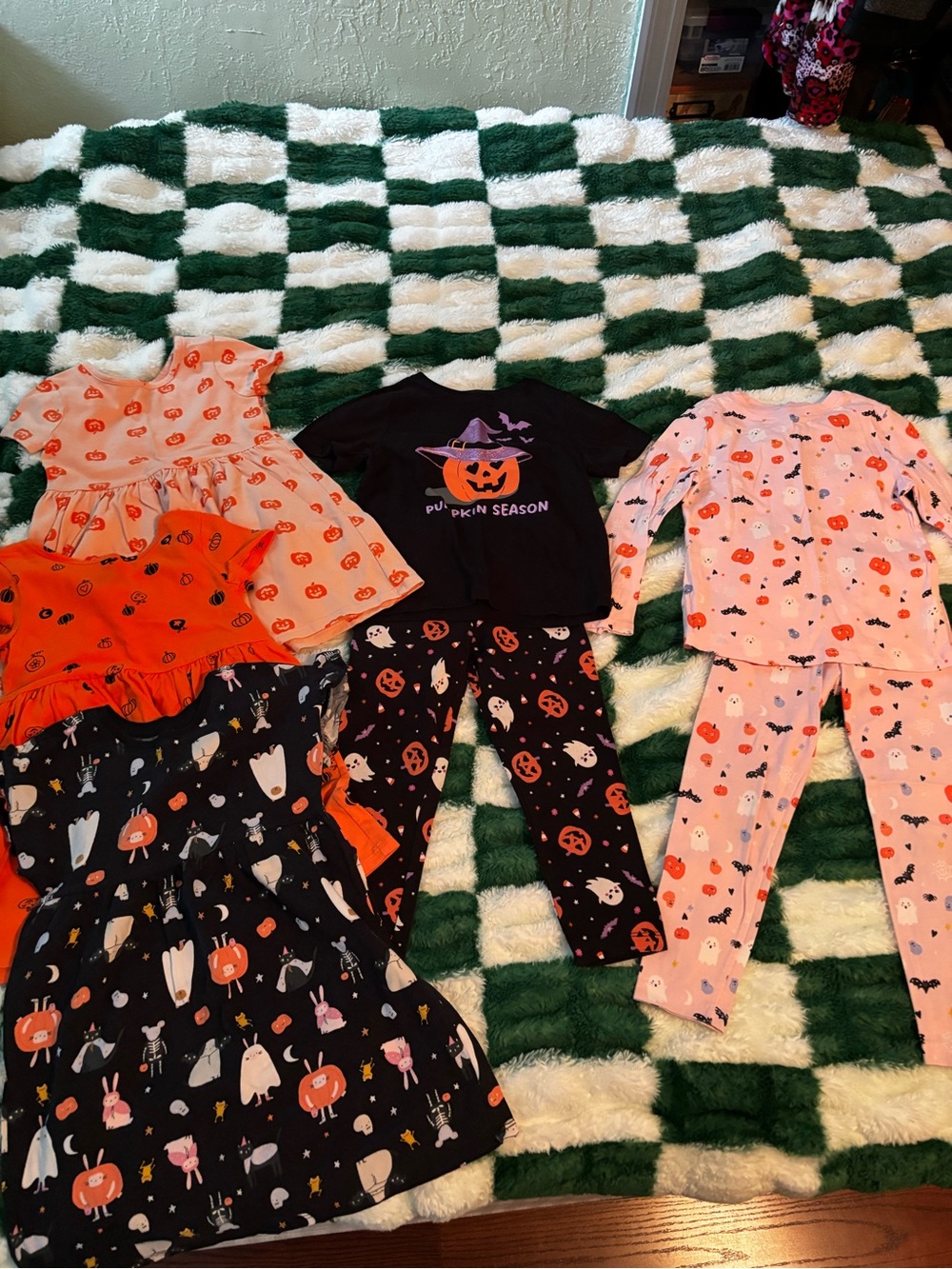 Cat & Jack Girls Halloween Dress and Pajama Mix - Orange, Black, Pink